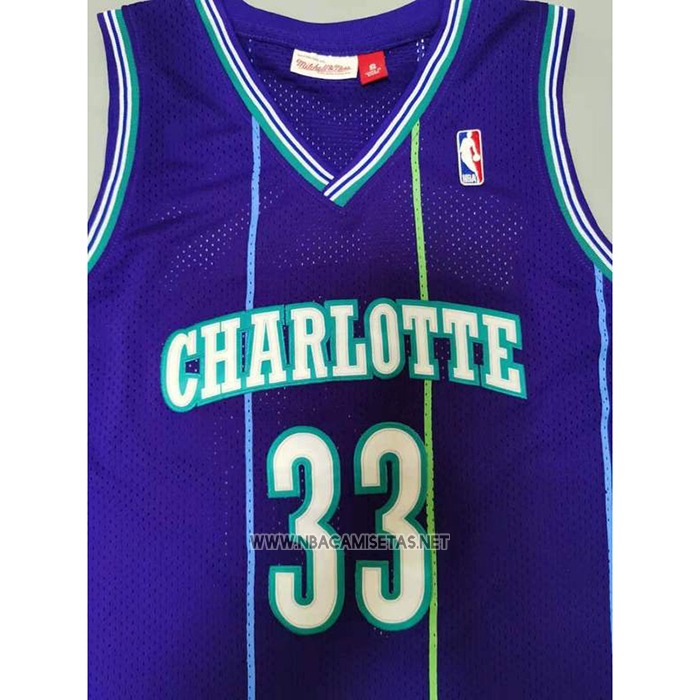 Camiseta Charlotte Hornets Alonzo Mourning NO 33 Mitchell & Ness Violeta
